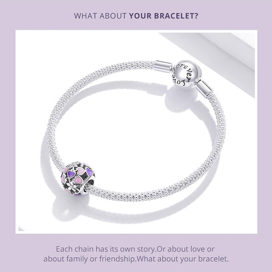 Abalorio Charm de Plata Hueca Amor Púrpura 925 - Regalo Día de San Valentín - Image 9