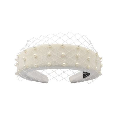 Diadema Elegante de Franela Gruesa con Red de Hilo para Novia - Image 13