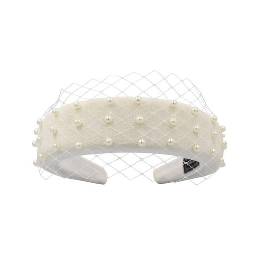 Diadema Elegante de Franela Gruesa con Red de Hilo para Novia - Image 13