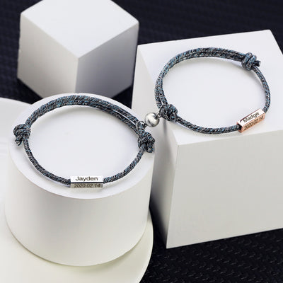 Pulsera de Pareja Personalizada con Imán - Acero Inoxidable Promesa de Amor Eterno - Image 14