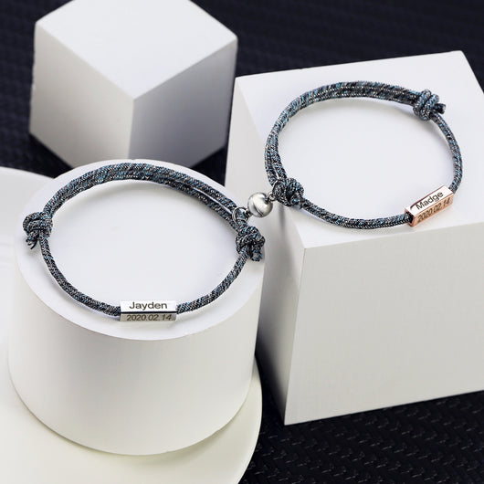 Pulsera de Pareja Personalizada con Imán - Acero Inoxidable Promesa de Amor Eterno - Image 14