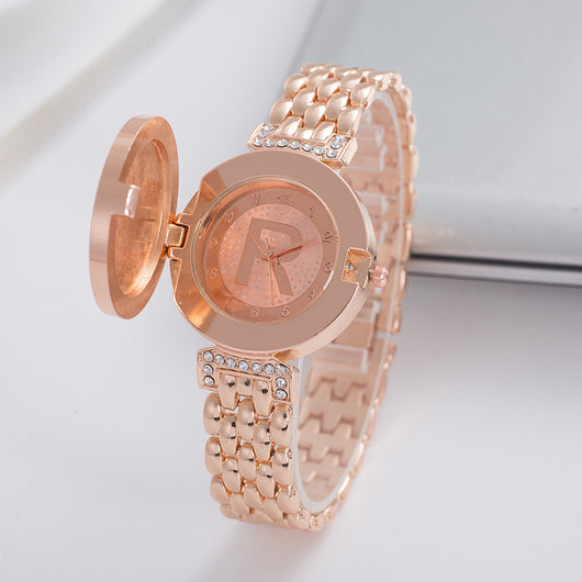 Reloj Pulsera Diamante Personalidad con Solapa Estilo Británico para Mujer - Image 7