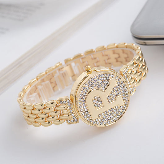 Reloj Pulsera Diamante Personalidad con Solapa Estilo Británico para Mujer - Image 10