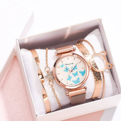 Set de Reloj de Cuarzo con Esfera de Mariposa - Image 5