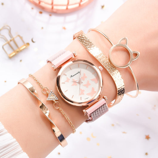 Set de Reloj de Cuarzo con Esfera de Mariposa - Image 11