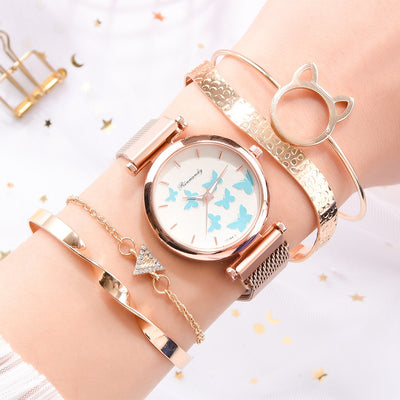Set de Reloj de Cuarzo con Esfera de Mariposa - Image 12
