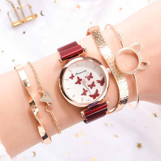 Set de Reloj de Cuarzo con Esfera de Mariposa - Image 13