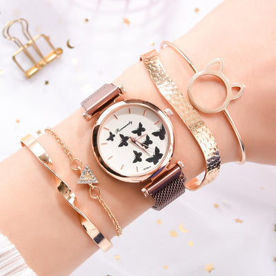 Set de Reloj de Cuarzo con Esfera de Mariposa - Image 14