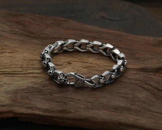 Pulsera de Plata Tailandesa con Calavera para Hombre - Image 6