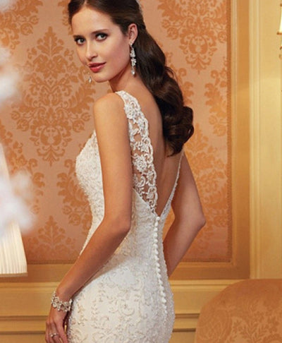 Vestido de Novia Cola de Pez Sin Mangas con Encaje - Image 8