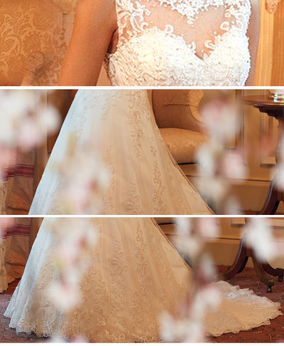 Vestido de Novia Cola de Pez Sin Mangas con Encaje - Image 11