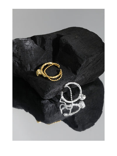 Anillo de Cadena con Cuentas Geométricas Textura Lava - Image 6