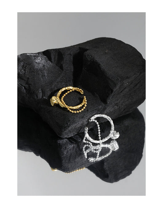 Anillo de Cadena con Cuentas Geométricas Textura Lava - Image 6