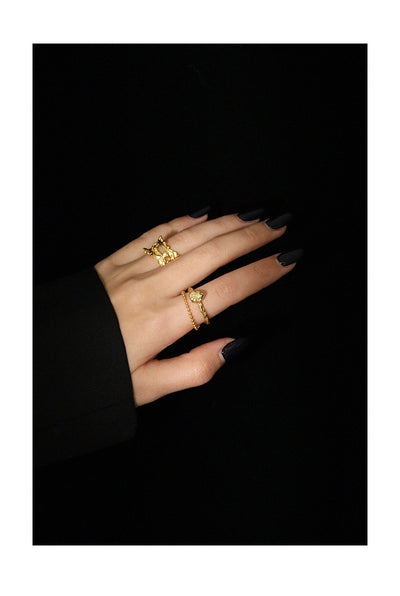 Anillo de Cadena con Cuentas Geométricas Textura Lava - Image 8