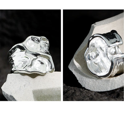 Anillo de Plata Esterlina 925 con Textura Arrugada para Mujer - Image 7