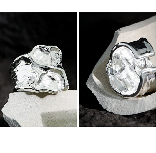 Anillo de Plata Esterlina 925 con Textura Arrugada para Mujer - Image 7