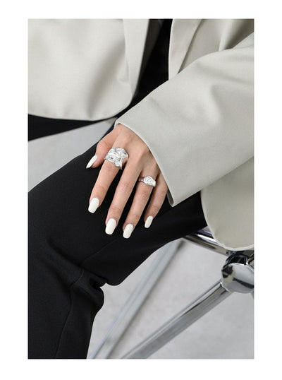 Anillo de Plata Esterlina 925 con Textura Arrugada para Mujer - Image 9