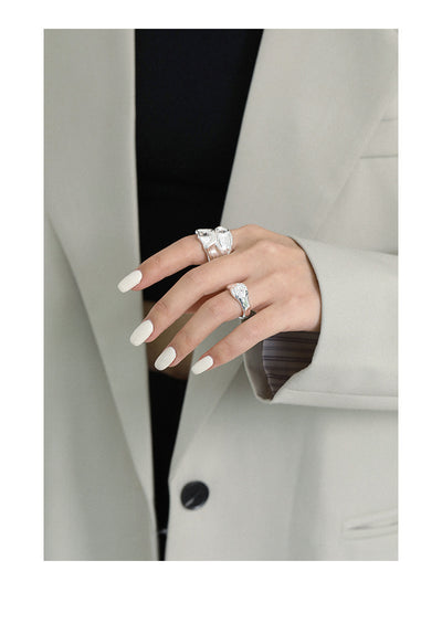 Anillo de Plata Esterlina 925 con Textura Arrugada para Mujer - Image 10