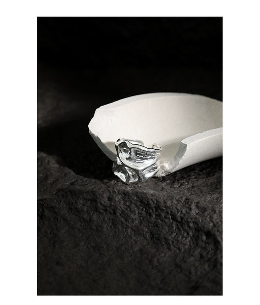 Anillo de Plata Esterlina 925 con Textura Arrugada para Mujer - Image 12