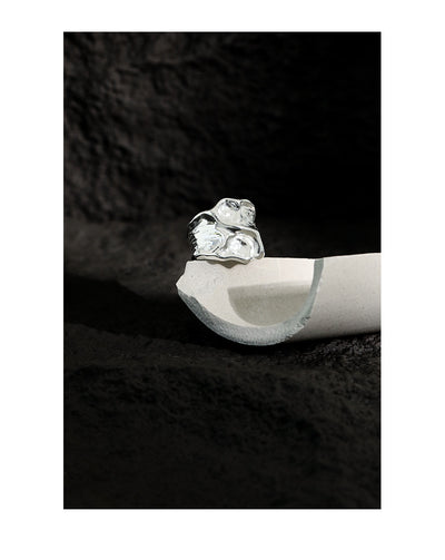Anillo de Plata Esterlina 925 con Textura Arrugada para Mujer - Image 13