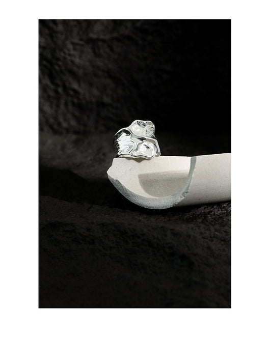 Anillo de Plata Esterlina 925 con Textura Arrugada para Mujer - Image 13