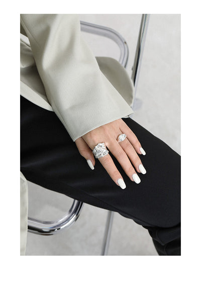 Anillo de Plata Esterlina 925 con Textura Arrugada para Mujer - Image 16