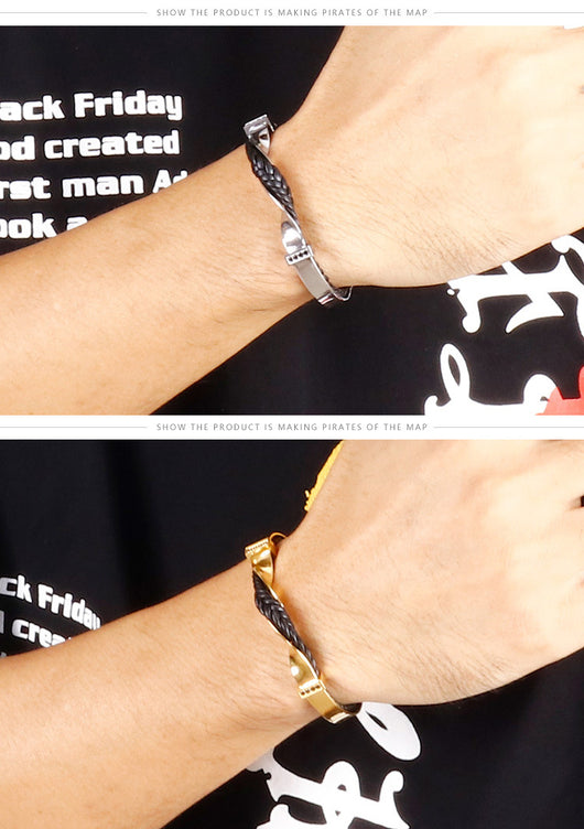 Pulsera de Acero Inoxidable y Cuero - Image 10