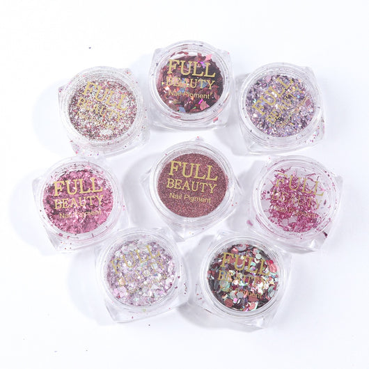 Set de 8 Cajas de Polvo Glitter para Diseño de Uñas - Image 9