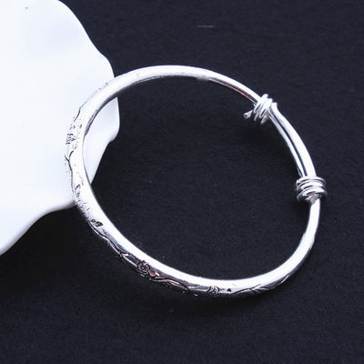 Pulsera de Plata Tibetana Maciza Tallada a Mano - Image 8