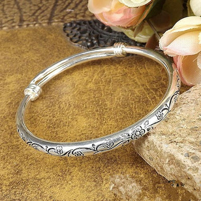 Pulsera de Plata Tibetana Maciza Tallada a Mano - Image 10