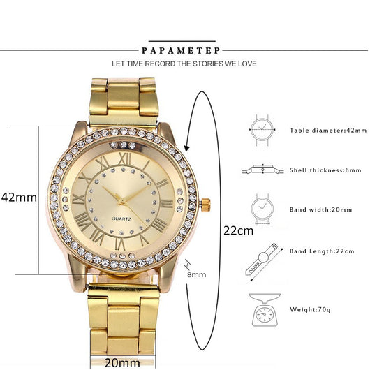 Reloj de Oro Rosado Vansvar Lujo para Mujer con Cristales Rhinestone - Image 9