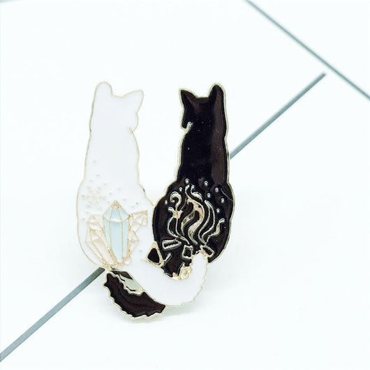 Broche de Gatos Pareja en Blanco y Negro - Image 8
