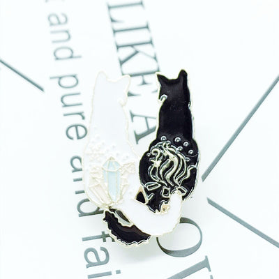 Broche de Gatos Pareja en Blanco y Negro - Image 9