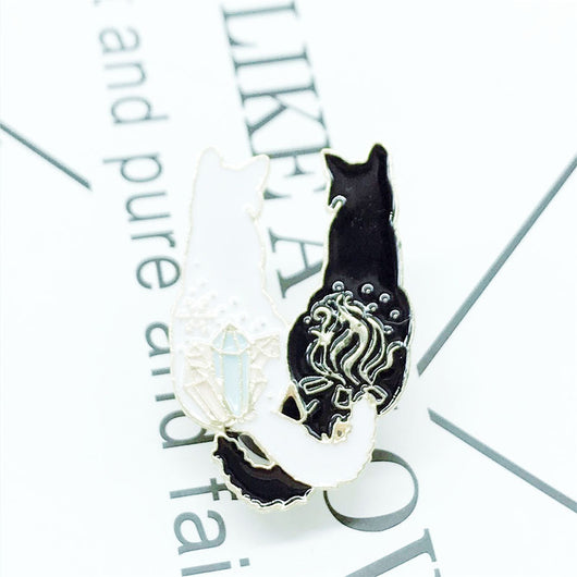 Broche de Gatos Pareja en Blanco y Negro - Image 9