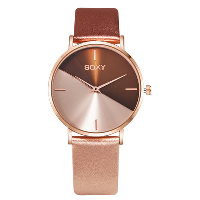 Reloj de moda para mujer en oro rosa con correa de cuero - Image 6