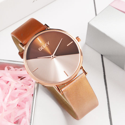 Reloj de moda para mujer en oro rosa con correa de cuero - Image 11