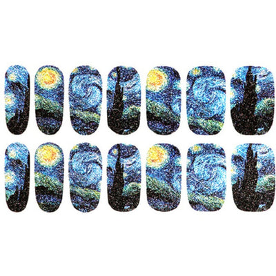 Calcomanías de Manicura Van Gogh Starry Night - 14 Stickers de Uñas con Efecto Fotocurado - Image 7