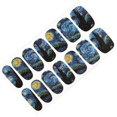 Calcomanías de Manicura Van Gogh Starry Night - 14 Stickers de Uñas con Efecto Fotocurado - Image 8