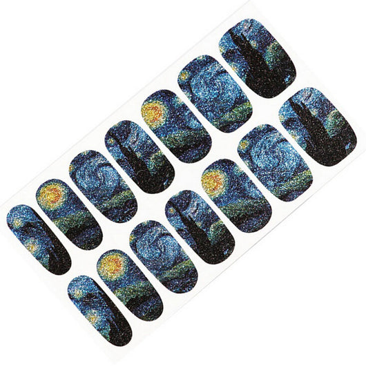 Calcomanías de Manicura Van Gogh Starry Night - 14 Stickers de Uñas con Efecto Fotocurado - Image 8