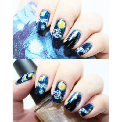 Calcomanías de Manicura Van Gogh Starry Night - 14 Stickers de Uñas con Efecto Fotocurado - Image 9