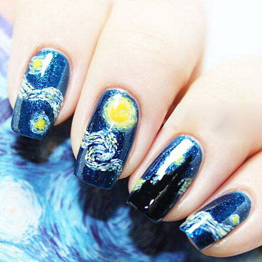 Calcomanías de Manicura Van Gogh Starry Night - 14 Stickers de Uñas con Efecto Fotocurado - Image 10