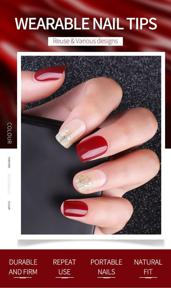 Set de 30 Uñas Postizas Desprendibles - Cobertura Completa para Decoración