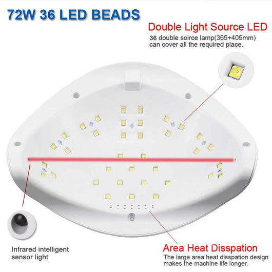 Lámpara UV LED Dual 72W con Energía Solar para Uñas - Image 13