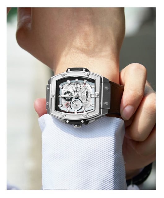 Reloj de Cuarzo Multifuncional Diseño Barril para Hombre - Image 5