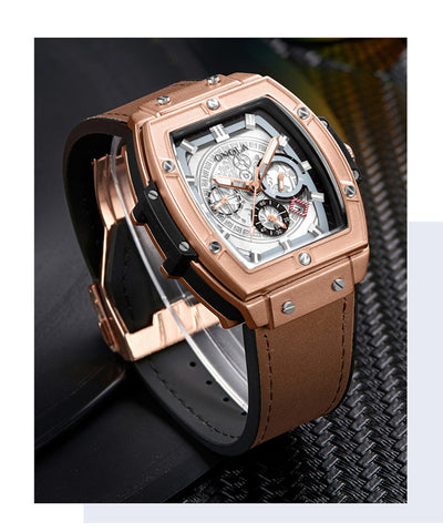 Reloj de Cuarzo Multifuncional Diseño Barril para Hombre - Image 6