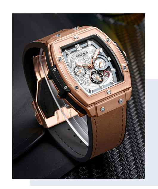 Reloj de Cuarzo Multifuncional Diseño Barril para Hombre - Image 6