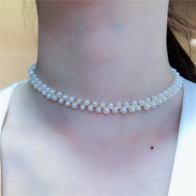 Collar de Perla Natural Plata Esterlina Chapada en Oro - Cadena Clavícula - Image 15