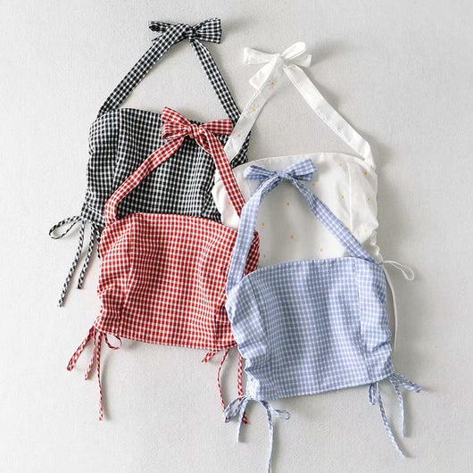 Chaleco Mujer Cuadros Halter Encaje con Cordones - Colección Verano - Image 6