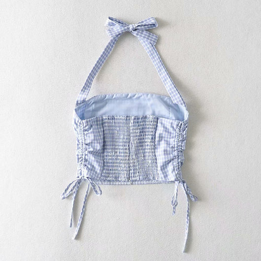 Chaleco Mujer Cuadros Halter Encaje con Cordones - Colección Verano - Image 11