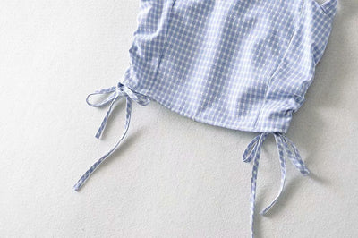 Chaleco Mujer Cuadros Halter Encaje con Cordones - Colección Verano - Image 13